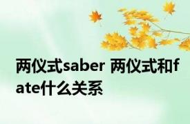 两仪式saber 两仪式和fate什么关系