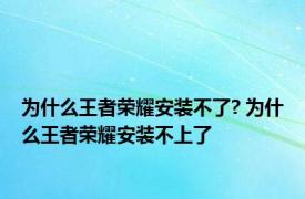 为什么王者荣耀安装不了? 为什么王者荣耀安装不上了