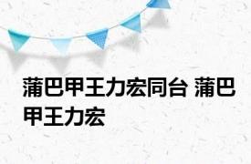 蒲巴甲王力宏同台 蒲巴甲王力宏 