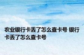 农业银行卡丢了怎么查卡号 银行卡丢了怎么查卡号