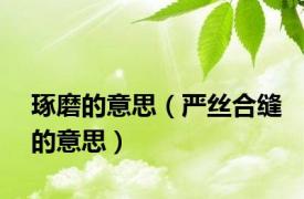 琢磨的意思（严丝合缝的意思）