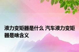 液力变矩器是什么 汽车液力变矩器是啥含义