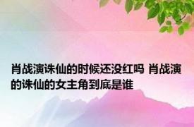 肖战演诛仙的时候还没红吗 肖战演的诛仙的女主角到底是谁