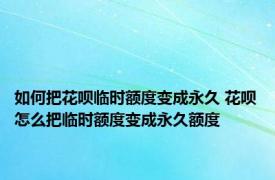 如何把花呗临时额度变成永久 花呗怎么把临时额度变成永久额度