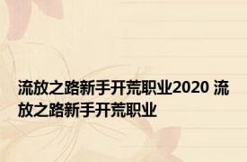 流放之路新手开荒职业2020 流放之路新手开荒职业