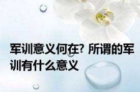 军训意义何在? 所谓的军训有什么意义