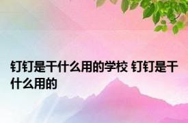 钉钉是干什么用的学校 钉钉是干什么用的