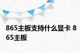 865主板支持什么显卡 865主板 