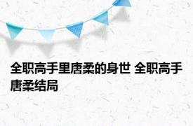 全职高手里唐柔的身世 全职高手唐柔结局