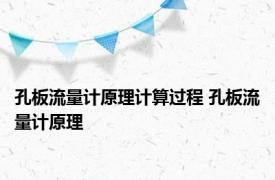 孔板流量计原理计算过程 孔板流量计原理 