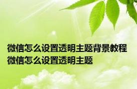 微信怎么设置透明主题背景教程 微信怎么设置透明主题