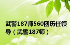 武警187师560团历任领导（武警187师）