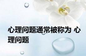 心理问题通常被称为 心理问题 