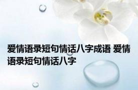 爱情语录短句情话八字成语 爱情语录短句情话八字