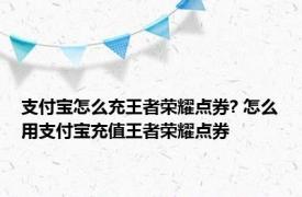 支付宝怎么充王者荣耀点券? 怎么用支付宝充值王者荣耀点券