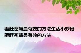 驱赶苍蝇最有效的方法生活小妙招 驱赶苍蝇最有效的方法