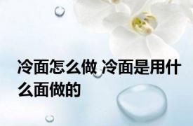 冷面怎么做 冷面是用什么面做的