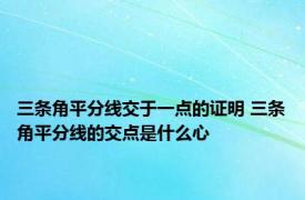 三条角平分线交于一点的证明 三条角平分线的交点是什么心