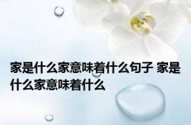 家是什么家意味着什么句子 家是什么家意味着什么