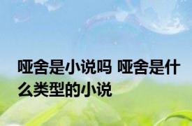 哑舍是小说吗 哑舍是什么类型的小说