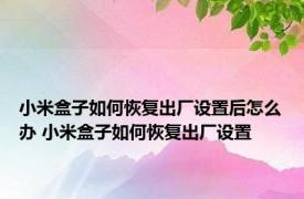 小米盒子如何恢复出厂设置后怎么办 小米盒子如何恢复出厂设置