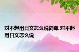 对不起用日文怎么说简单 对不起用日文怎么说