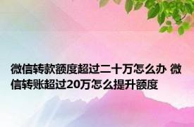 微信转款额度超过二十万怎么办 微信转账超过20万怎么提升额度