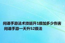 问道手游法术技能升1级加多少伤害 问道手游一天升52级法 