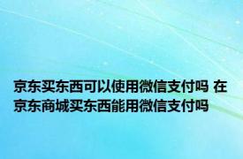 京东买东西可以使用微信支付吗 在京东商城买东西能用微信支付吗