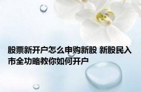 股票新开户怎么申购新股 新股民入市全功略教你如何开户