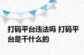 打码平台违法吗 打码平台是干什么的