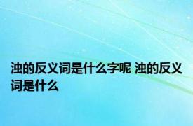 浊的反义词是什么字呢 浊的反义词是什么