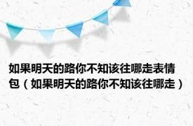 如果明天的路你不知该往哪走表情包（如果明天的路你不知该往哪走）