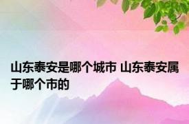 山东泰安是哪个城市 山东泰安属于哪个市的