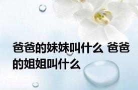 爸爸的妹妹叫什么 爸爸的姐姐叫什么