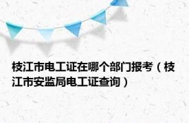 枝江市电工证在哪个部门报考（枝江市安监局电工证查询）