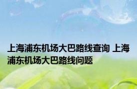 上海浦东机场大巴路线查询 上海浦东机场大巴路线问题