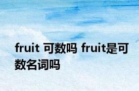 fruit 可数吗 fruit是可数名词吗