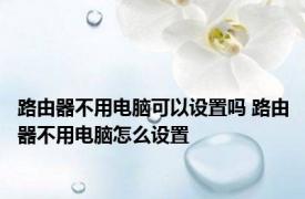 路由器不用电脑可以设置吗 路由器不用电脑怎么设置