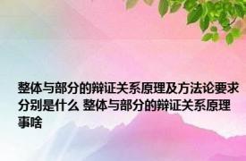 整体与部分的辩证关系原理及方法论要求分别是什么 整体与部分的辩证关系原理事啥