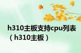 h310主板支持cpu列表（h310主板）