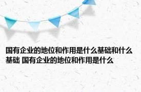 国有企业的地位和作用是什么基础和什么基础 国有企业的地位和作用是什么