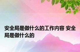 安全局是做什么的工作内容 安全局是做什么的