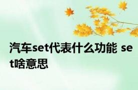 汽车set代表什么功能 set啥意思