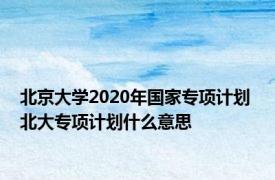 北京大学2020年国家专项计划 北大专项计划什么意思