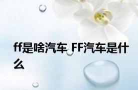 ff是啥汽车 FF汽车是什么