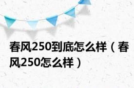 春风250到底怎么样（春风250怎么样）