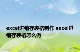 excel进销存表格制作 excel进销存表格怎么做