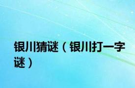 银川猜谜（银川打一字谜）