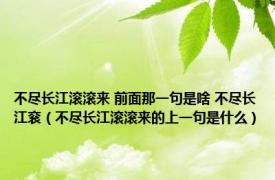 不尽长江滚滚来 前面那一句是啥 不尽长江衮（不尽长江滚滚来的上一句是什么）